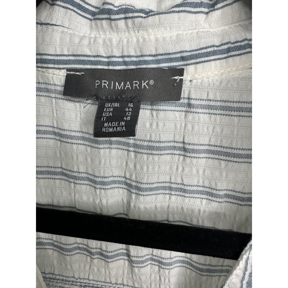 Primark Women’s Size 12 Linen Blend Blouse Striped Tie Front Coastal Lightcore - Picture 4 of 5
